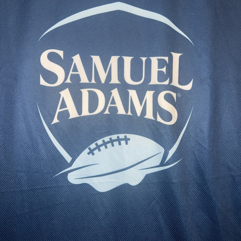Official Samuel Adams Jersey Men's Sz L Blue #84 V Neck Boston Beer Football Tee - Picture 3 of 10